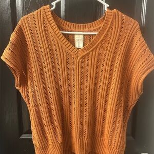 Joie Burnt Orange Dolman Sleeve V Neck Knit Sweater